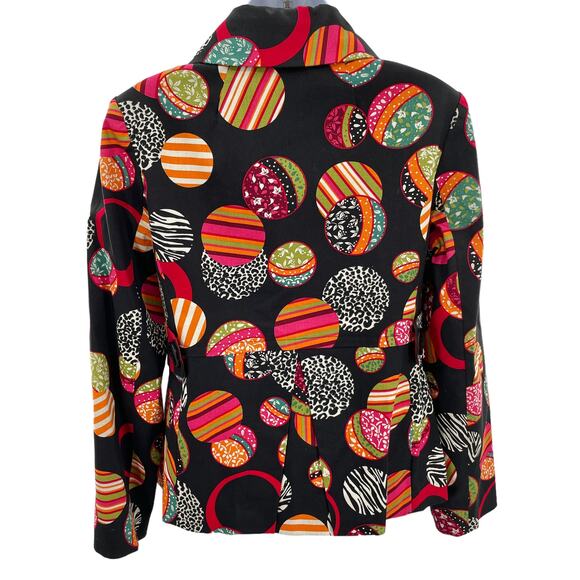 Acorn Black Colorful Fun Mixed Print Ball Shapes Long Sleeve Lined Jacket M - Picture 3 of 13